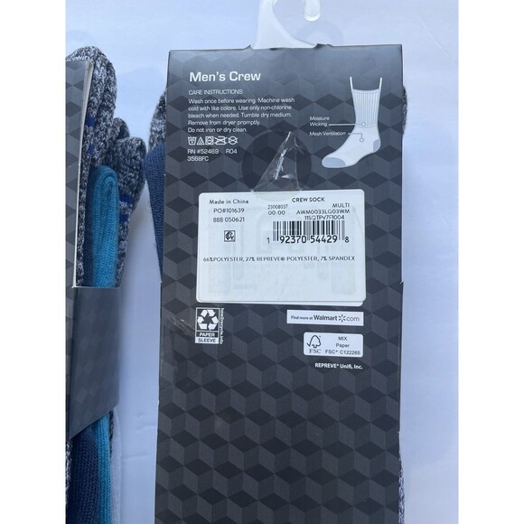 Athletic Works Men's Crew Socks Shoe Size 6-12 6 Pair 2 Pack NEW - Picture 3 of 4